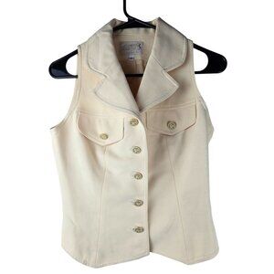 VTG 90s Alberto Makali Butter Yellow Sleeveless Vest Size 2 Preppy Demure Luxury